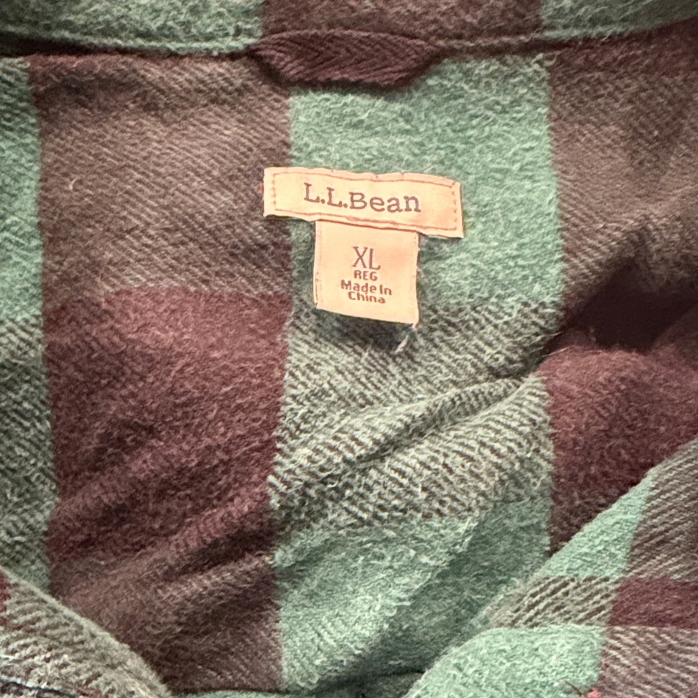 L.L. Bean green and Black Plaid Shirt - Picture 2 of 3